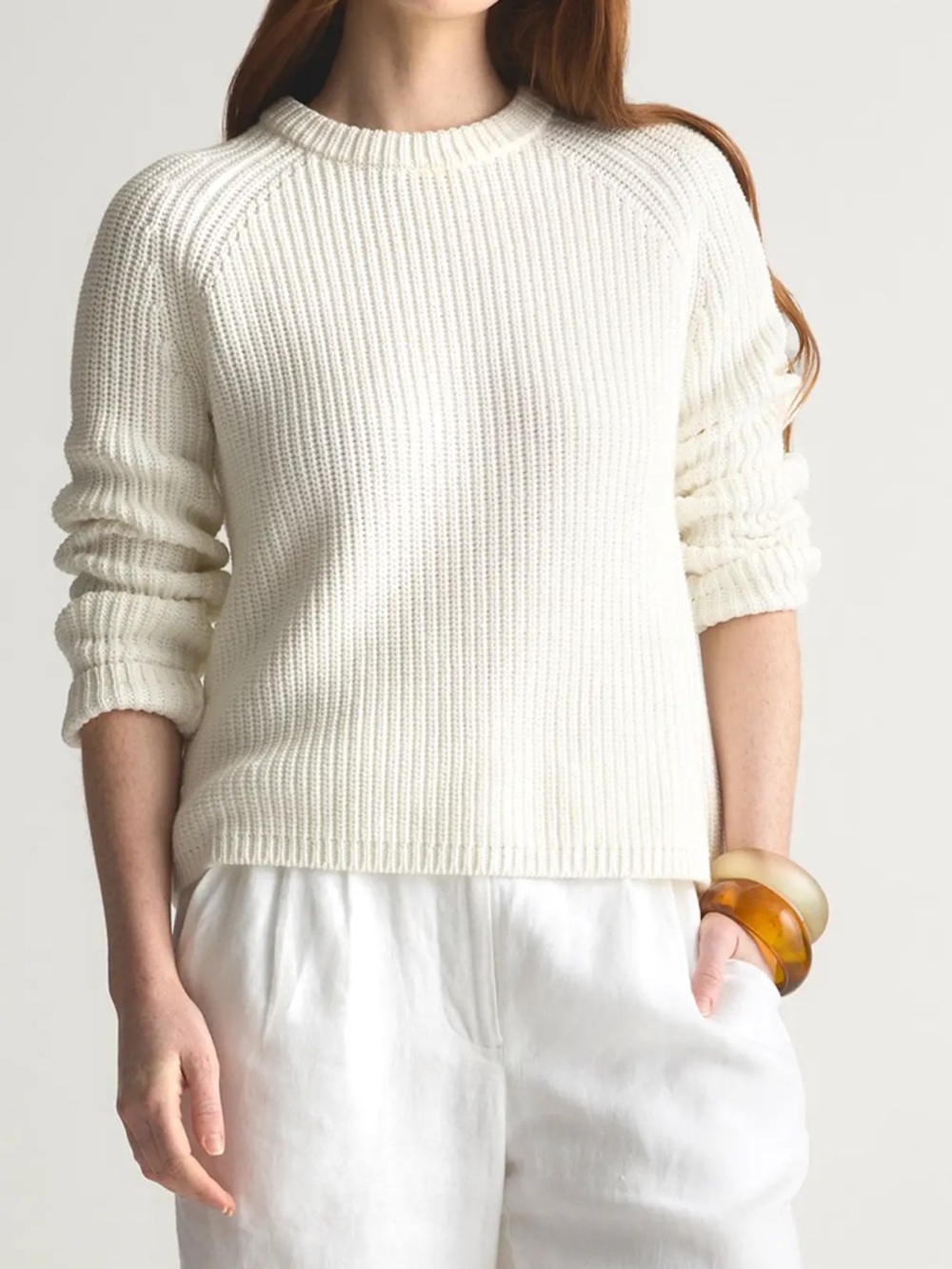 Quince Women's Crewneck Knit Sweater in White Sz XL